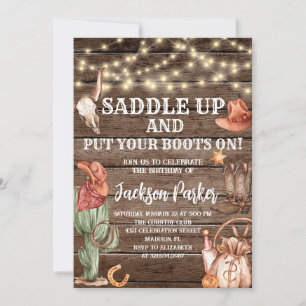 Invitation Anniversaire occidental Pays Boots Anniversaire