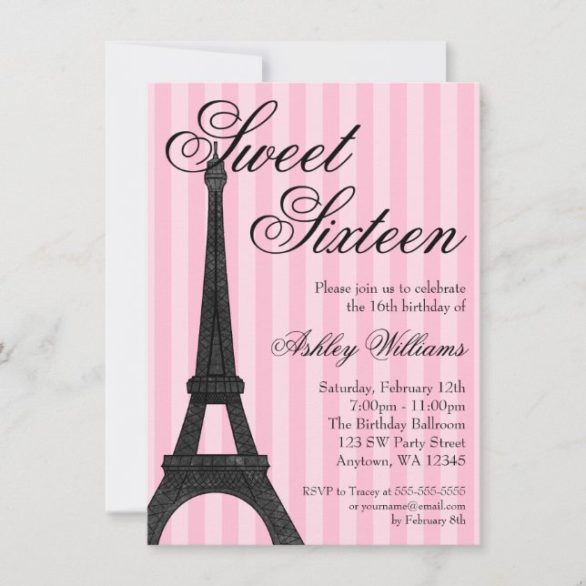 Invitation Anniversaire orienté du bonbon 16 de Paris de (Devant)