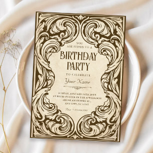 Invitation Anniversaire orné vintage