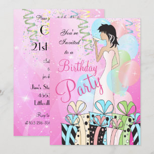 Invitation Anniversaire ou Bachelorette Party Diva Princess G