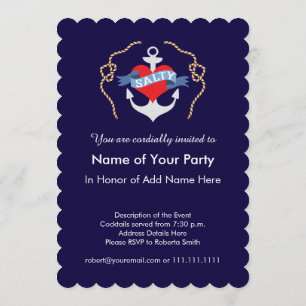 Invitation Anniversaire ou Mariage sur un bateau Ancre nautiq