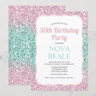 Invitation anniversaire pailletée ombrée tout âge