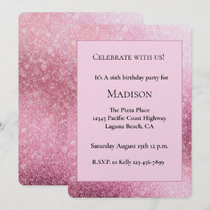 Invitation Anniversaire Paillettes Rose Glamour Luxueux