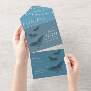 Invitation Anniversaire Papillon Bleu Tout En Un