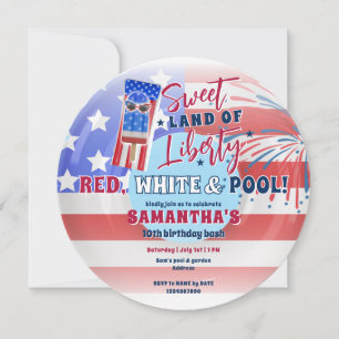 Invitation Anniversaire patriotique juillet 4 juillet Piscine