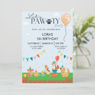 Invitation Anniversaire Paw-ty mignonne Chiens de Chien de Ch