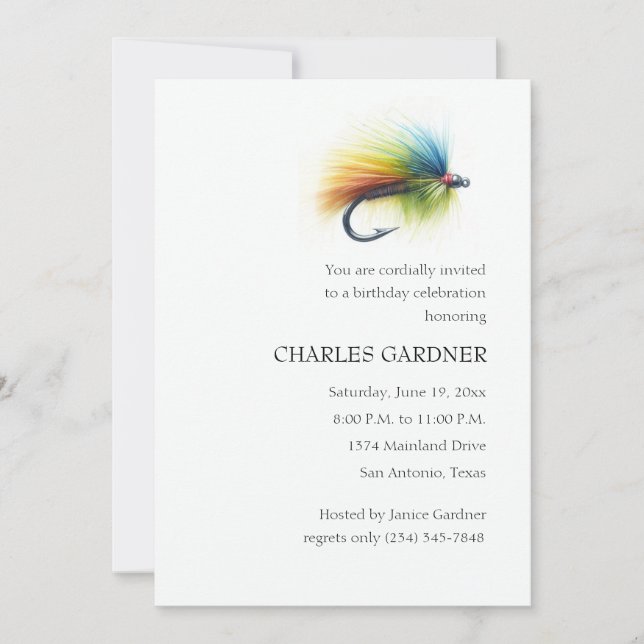 Invitation Anniversaire Pêche à la mouche (Devant)