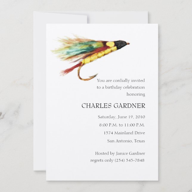 Invitation Anniversaire Pêche à la mouche (Devant)