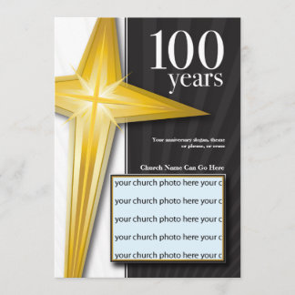Invitation Anniversaire personnalisable d'église de 100 ans -