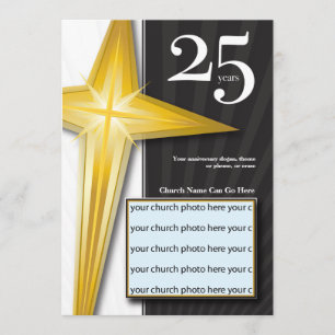 Invitation Anniversaire personnalisable d'église de 25 ans