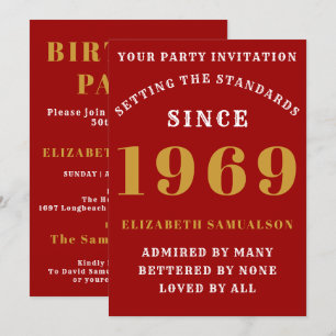 Invitation Anniversaire personnalisé 1969 Créez votre propre 