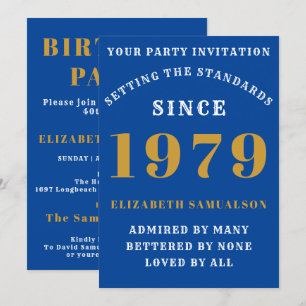 Invitation Anniversaire personnalisé 1979 Easy Edit Blue