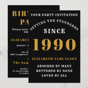 Invitation Anniversaire personnalisé 1990 Ajouter votre nom N