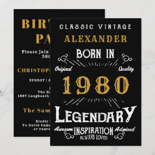 Invitation Anniversaire Personnalisé Ajoutez Votre Nom 1980 L