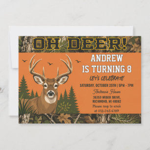 Invitation Anniversaire Personnalisé Camo Chasse en Plein Air
