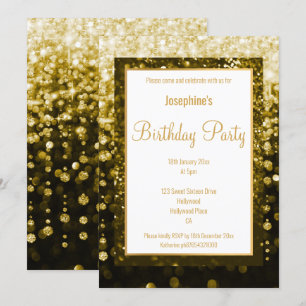 INVITATION ANNIVERSAIRE PERSONNALISÉ DE DIAMANTS NOIRS ET D'O