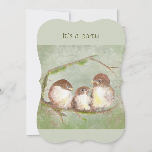 Invitation Anniversaire personnalisé mignon Bruant Famille Oi (Devant)
