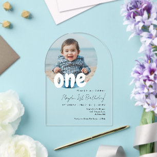 Invitation anniversaire photo bébé rond Arch moder