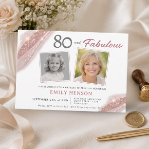 Invitation anniversaire photo élégante 80 ans et r