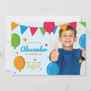 Invitation Anniversaire Photo Étoiles Ballon Enfan