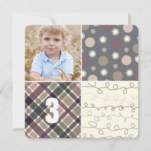 Invitation Anniversaire Photo Garçon Motif Patchwo