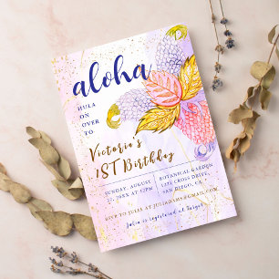 Invitation Anniversaire Photo Luau Floral Aloha Tr