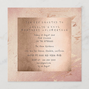 Invitation Anniversaire Pink Glam Powder Gold Blush