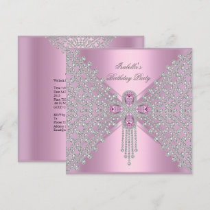 Invitation Anniversaire Pink Silver White Diamond