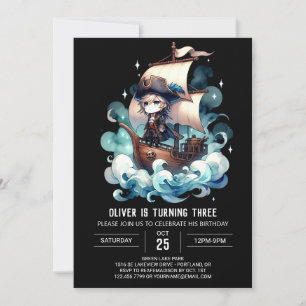 Invitation Anniversaire Pirate Minimaliste Cute