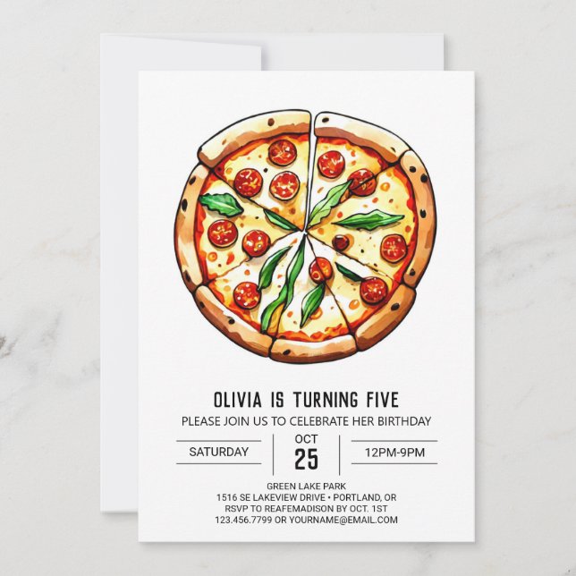 Invitation Anniversaire Pizza Simple Imprimable (Devant)