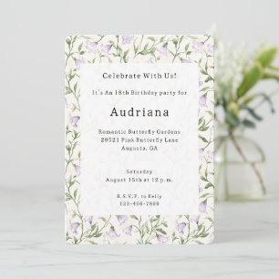 Invitation Anniversaire Plutôt Violet Floral