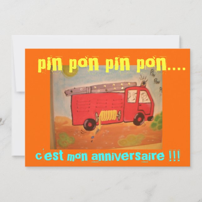 Invitation anniversaire  pompiers (Devant)