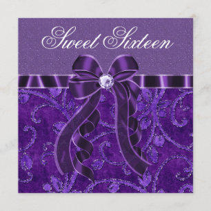 Invitation Anniversaire pourpre de sweet sixteen de parties