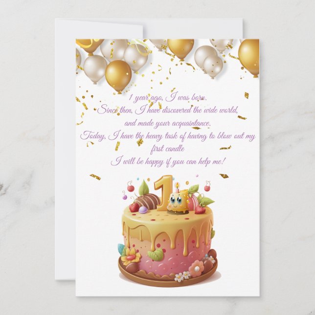 Invitation Anniversaire Première bougie (Devant)