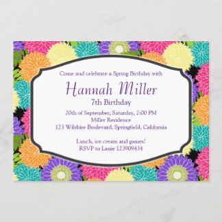 Invitation Anniversaire Printemps Fleurs Parti Chic