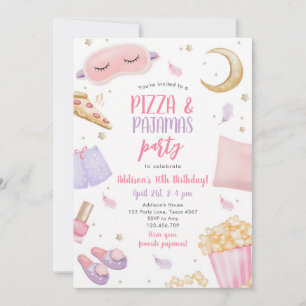 Invitation Anniversaire Pyjama et Pizza Soirée Pyjama