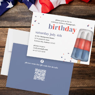 Invitation Anniversaire Quart Juillet été mignon