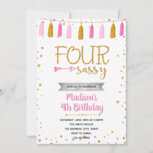 Invitation Anniversaire quatre ans sassy