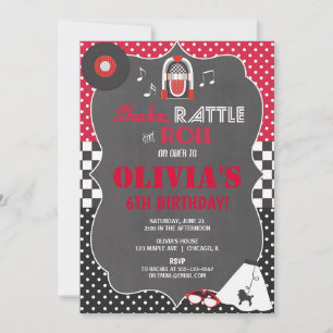 Invitation Anniversaire Rock & Roll Sock Hop 50