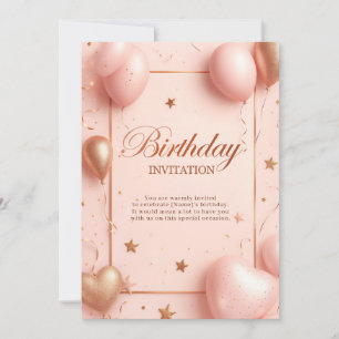 Invitation Anniversaire romantique rose