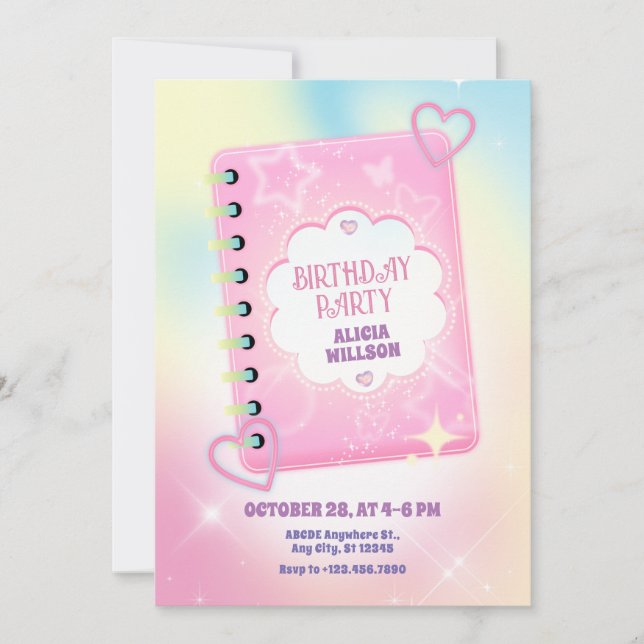 Invitation Anniversaire rose (Devant)