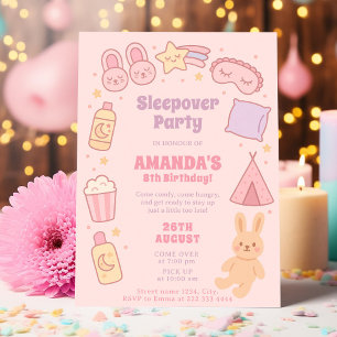 Invitation Anniversaire rose Cherchez le sommeil amusant