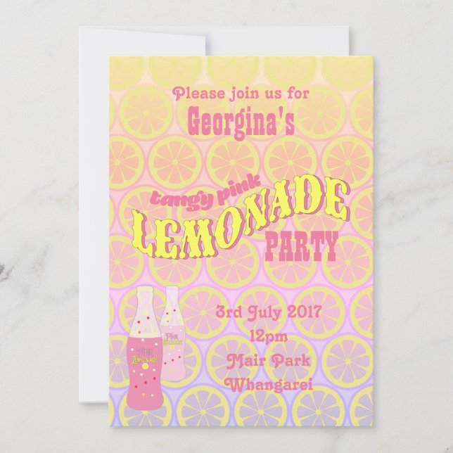 Invitation Anniversaire rose de limonade (Devant)