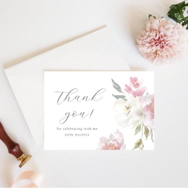 Invitation Anniversaire rose de Quinceañera Merci (Créateur téléchargé)