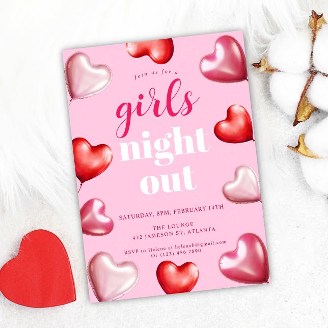 Invitation Anniversaire Rose Girly mignonne Girls Night Out P (Pink Girly Cute Fun Girls Night Out Party Invitation)