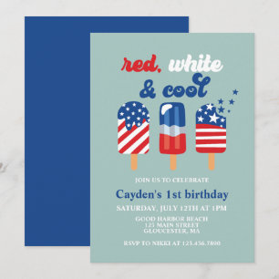 Invitation Anniversaire Rouge Blanc Bleu du 14 juillet