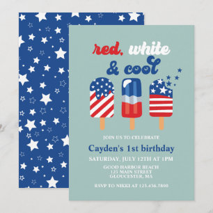 Invitation Anniversaire Rouge Blanc Bleu du 14 juillet