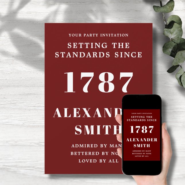 Invitation Anniversaire Rouge Et Blanc (Créateur téléchargé)