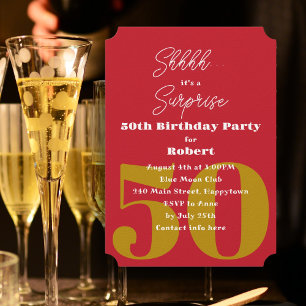 Invitation Anniversaire Rouge Surprise