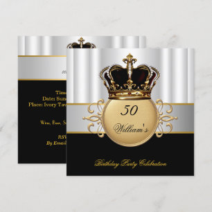 Invitation Anniversaire Royal Black White Gold Prince King